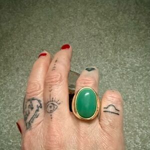 Victoria Emerson Gold Ring with Green Stone